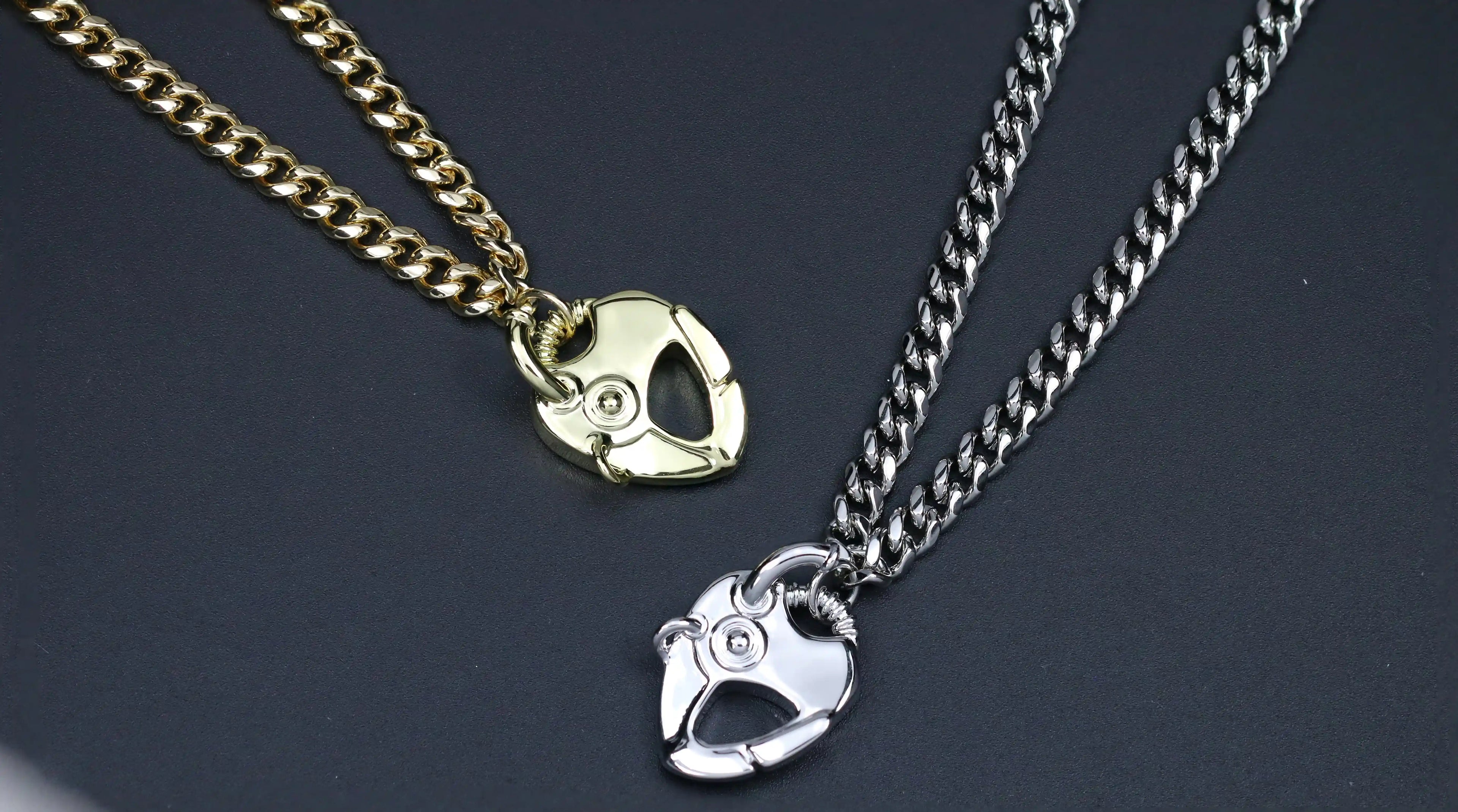 DRAGON SKULL CUBAN CHAIN | 龙颅古巴链 - Silver & Gold